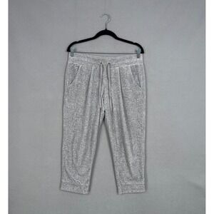 Juicy Couture Sweatpants Women Medium Gray Heather Velour Cropped Y2K Athleisure